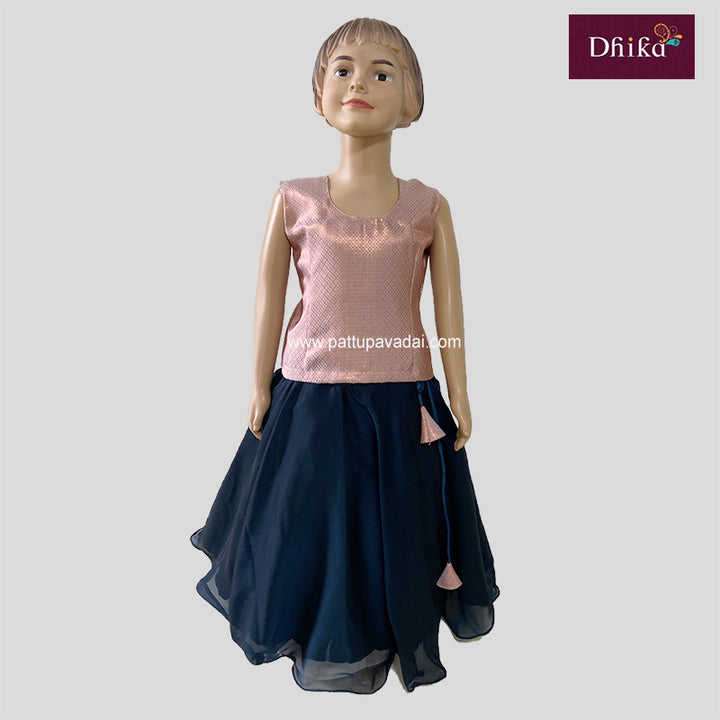 Peach and Peacock Blue Fancy Langa