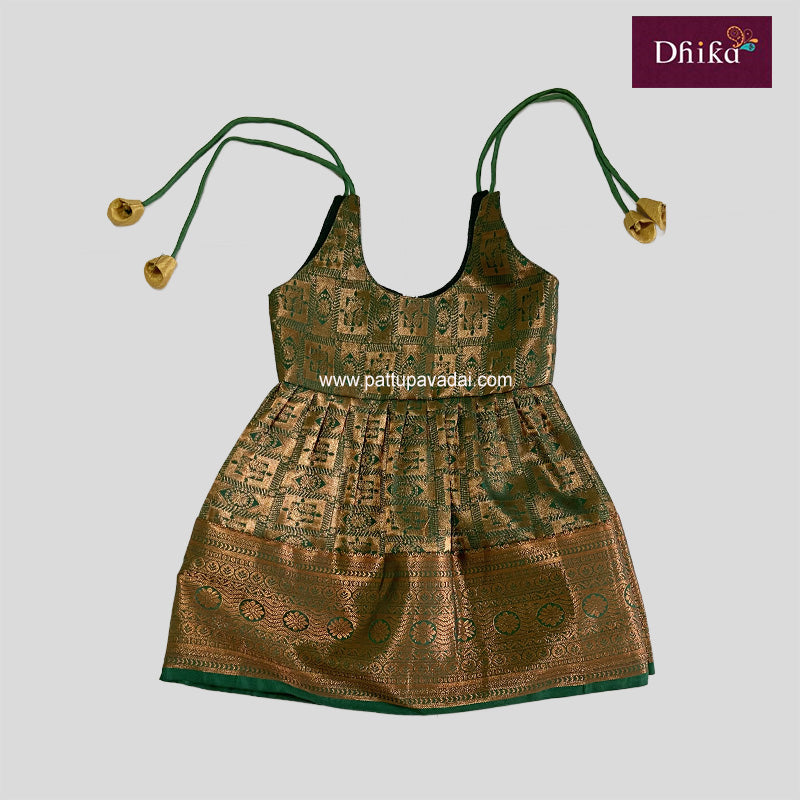 Green and Golden Silk Frock