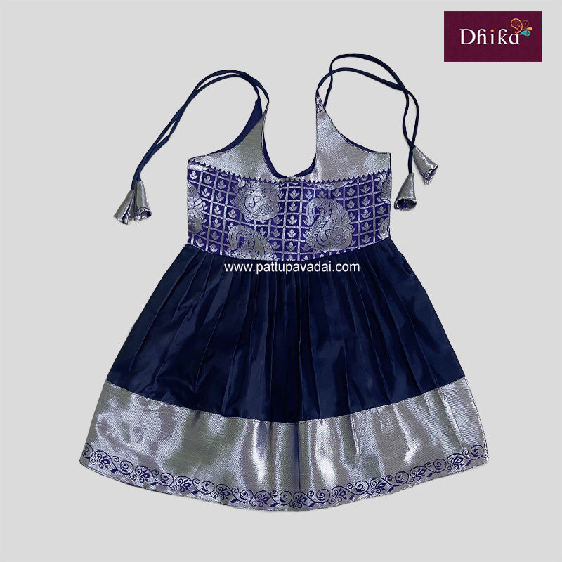 Navy Blue and Silver Silk Frock
