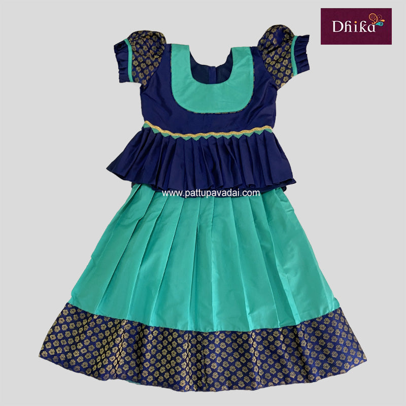 Sea Green with Navy Blue Skirt and Top