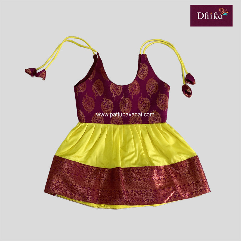 Yellow and Magenta Silk Frock