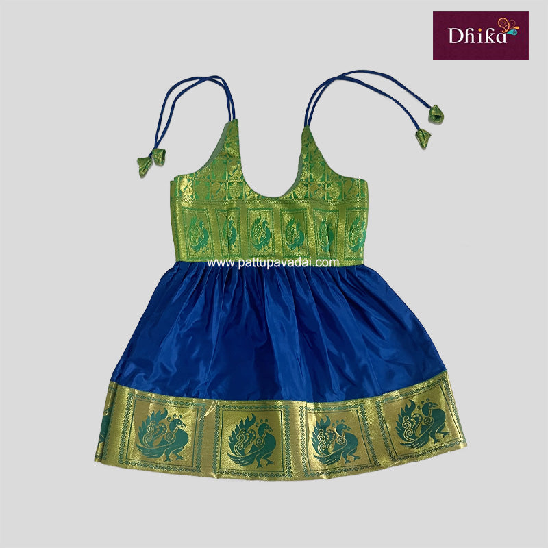 Peacock Blue and Green Silk Frock