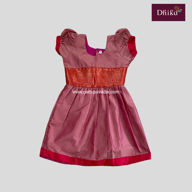 Onion Pink and Red Silk Frock