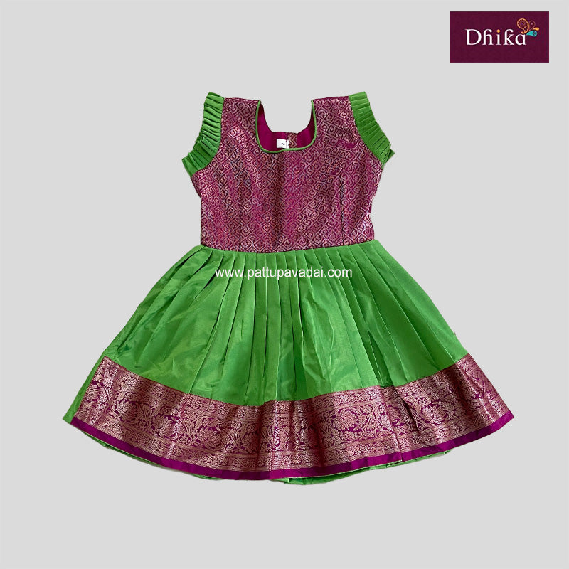 Green and Magenta Silk Frock