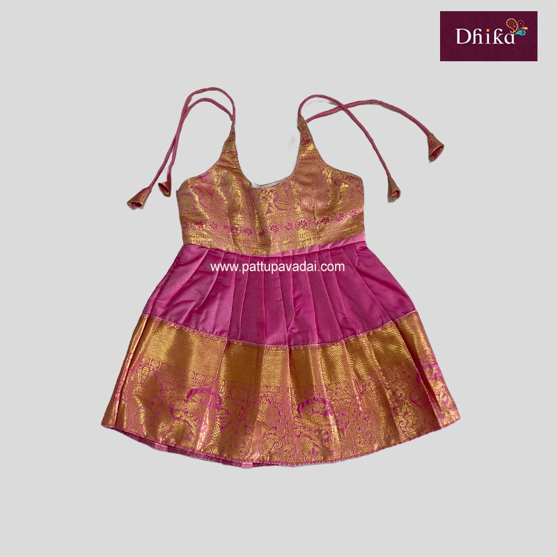Baby Pink and Golden Silk Frock