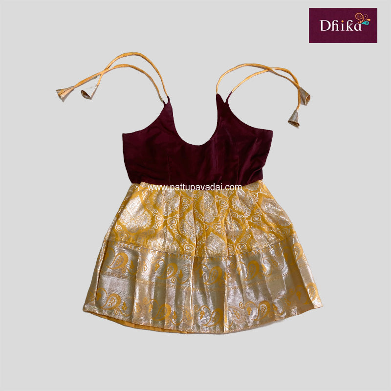 Yellow and Brown Silk Frock