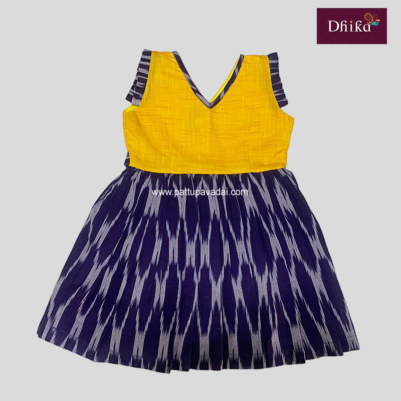 Pure Cotton Frock Yellow and Violet