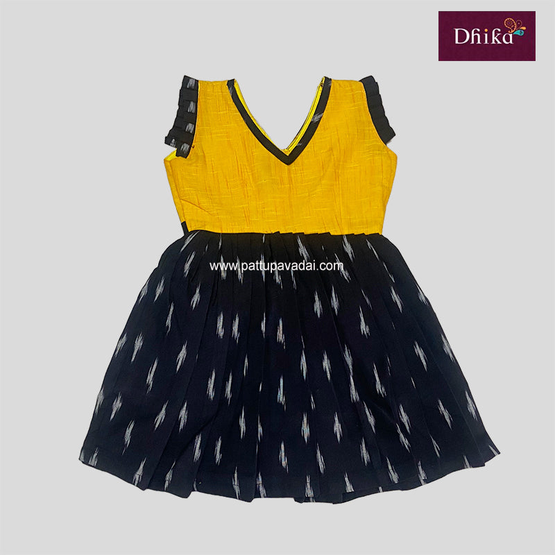 Pure Cotton Frock Yellow and Black