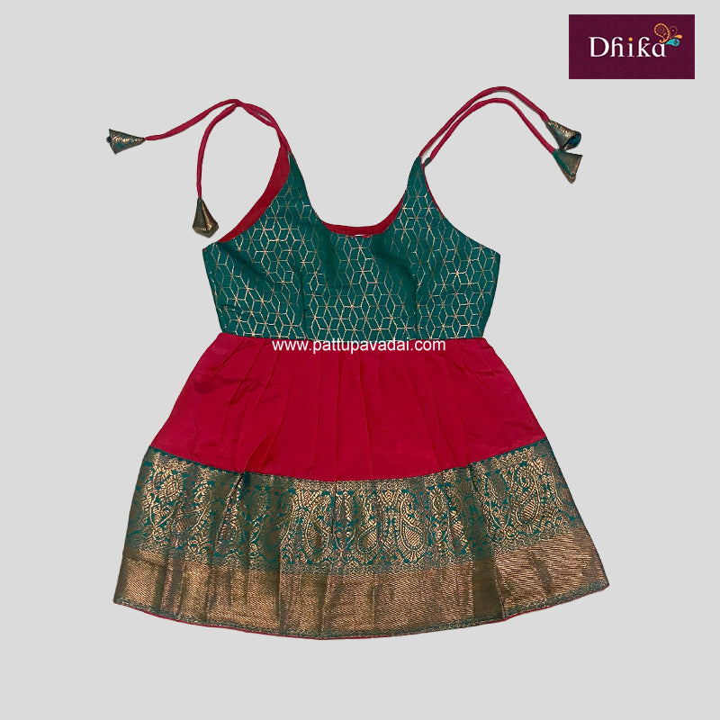 Red and Ramagreen Silk Frock