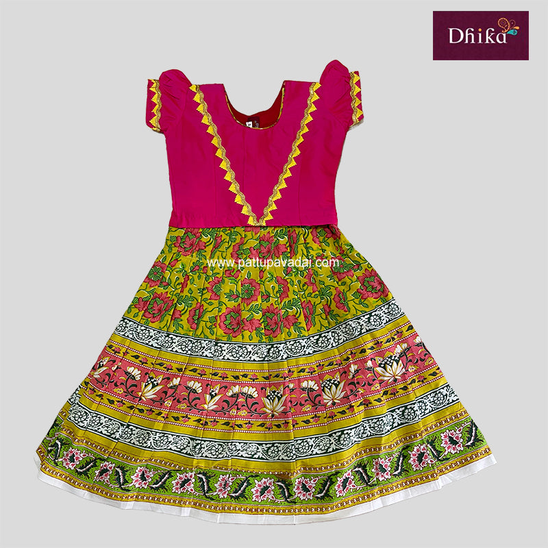 Soft Cotton Pavadai Yellow and Pink
