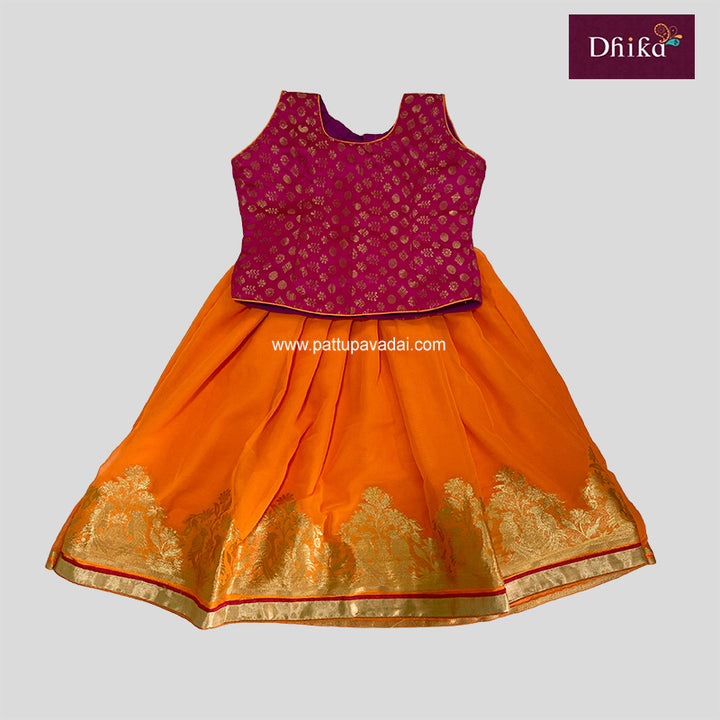 Designer Skirt Orange and Pink