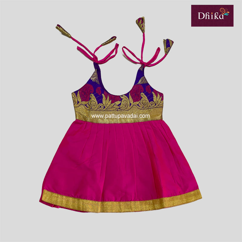 New Born Semi Silk Frock Pink