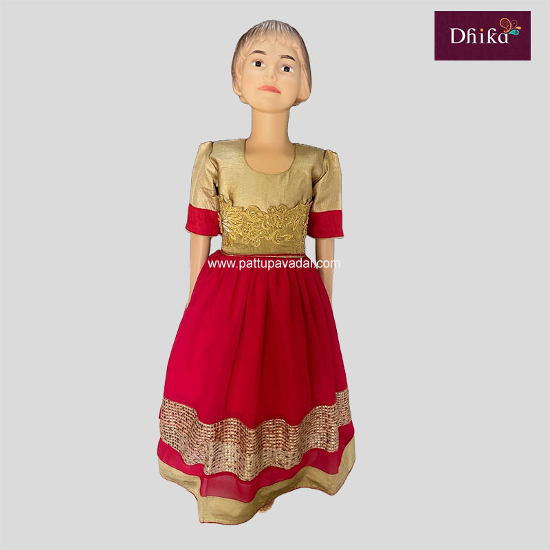 Golden and Maroon Party Wear Long Gown