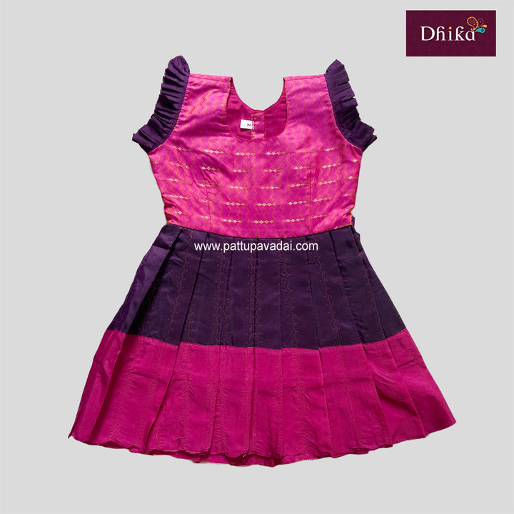Pink & Wine Silk Cotton Frock for Girls & Kids – Stylish Party & Festive Dress