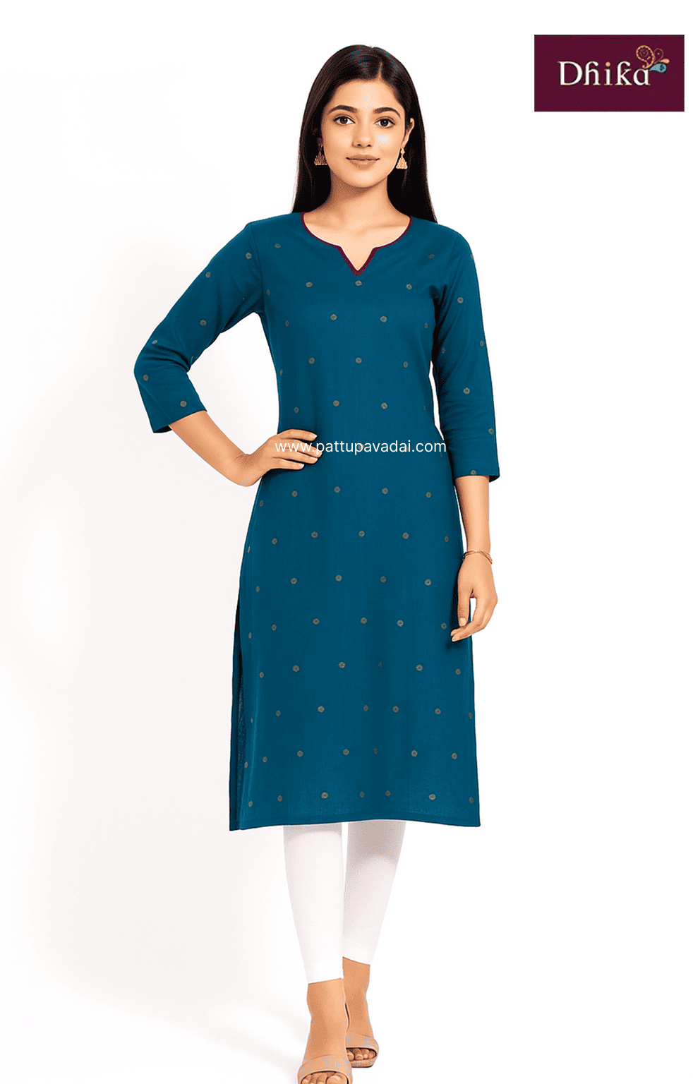 Dupion_Cotton_Ramablue_Kurti