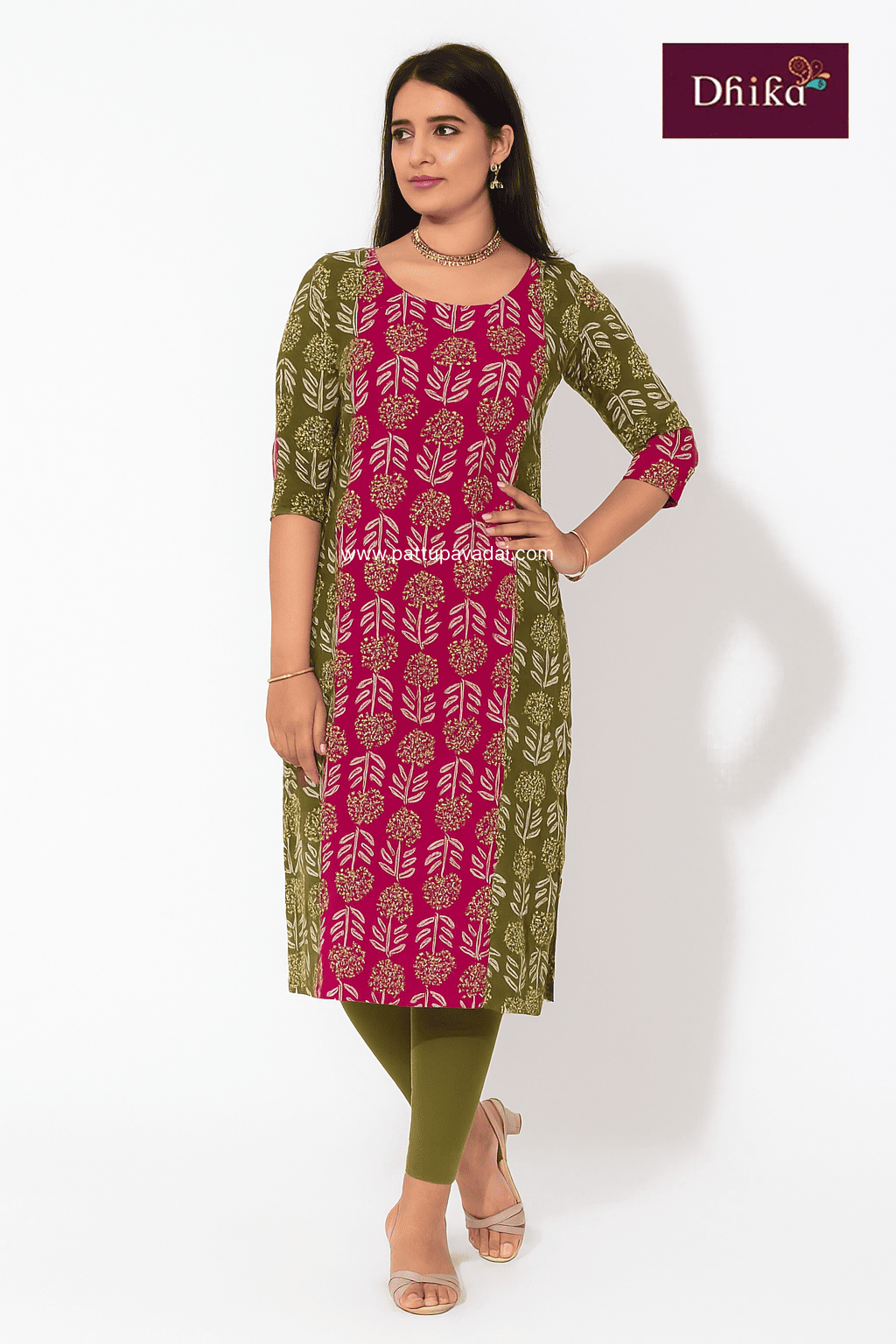 Green_and_Pink_Cotton_Kurti