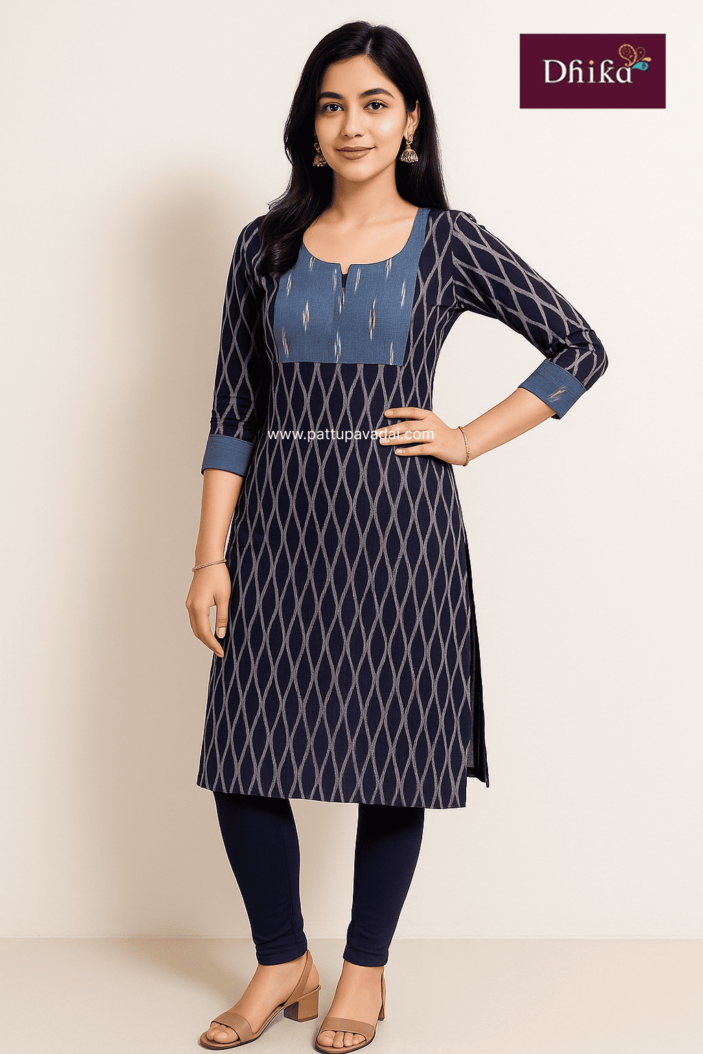 VioletIkkatCottonKurti