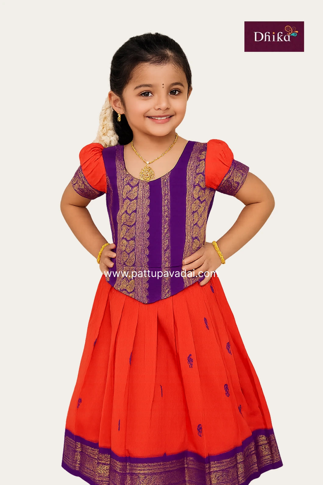 Kalyani Cotton Orange & Violet Skirt and Top – Girls’ Comfortable & Stylish Wear