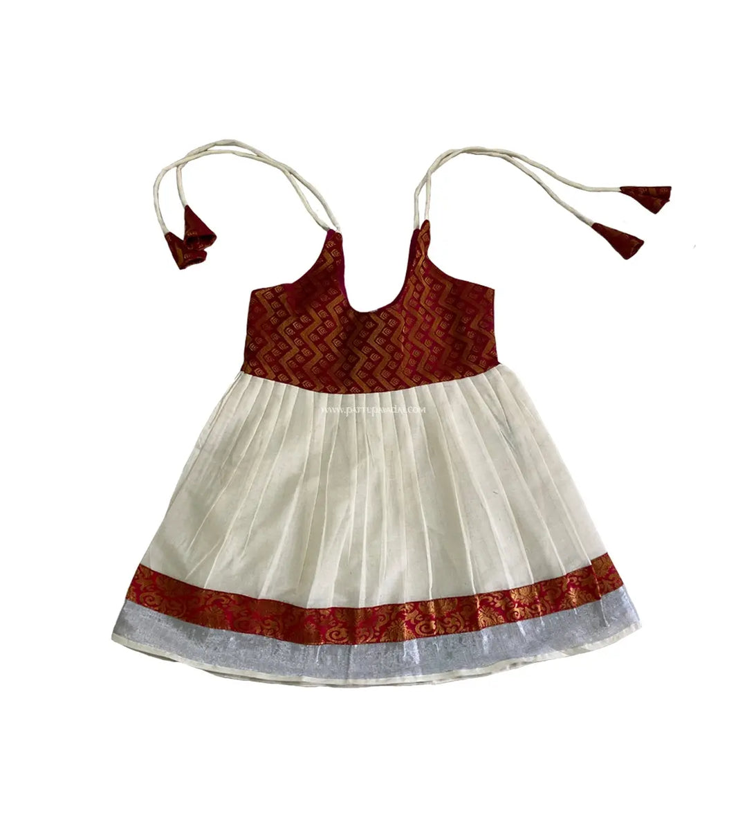 Kerala Knot Frock Maroon and Silver - Pattupavadai.com