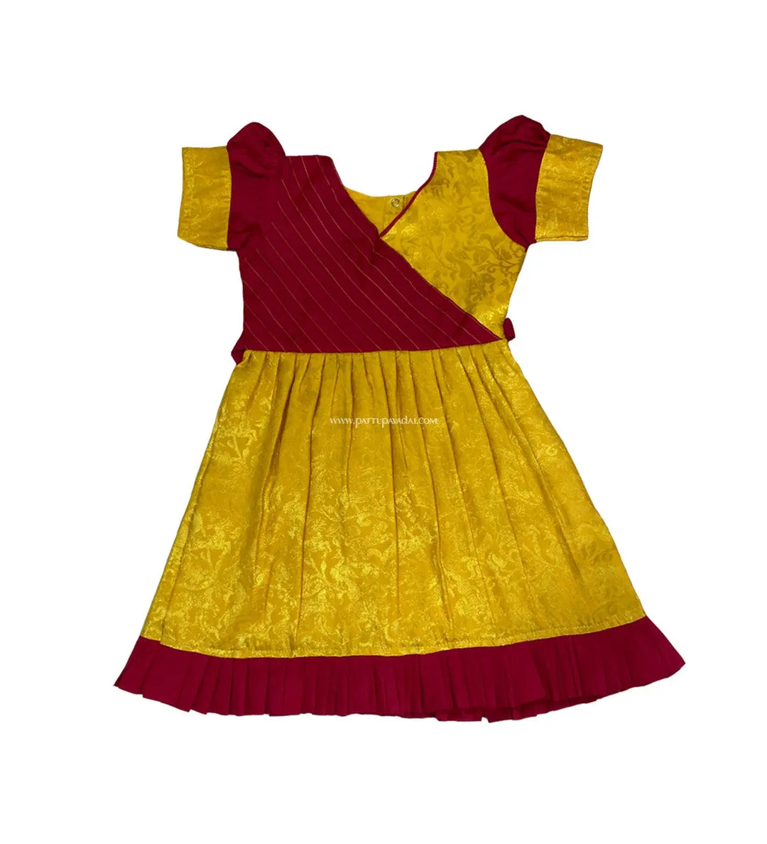 Pattu Frock Yellow and Pink - Pattupavadai.com
