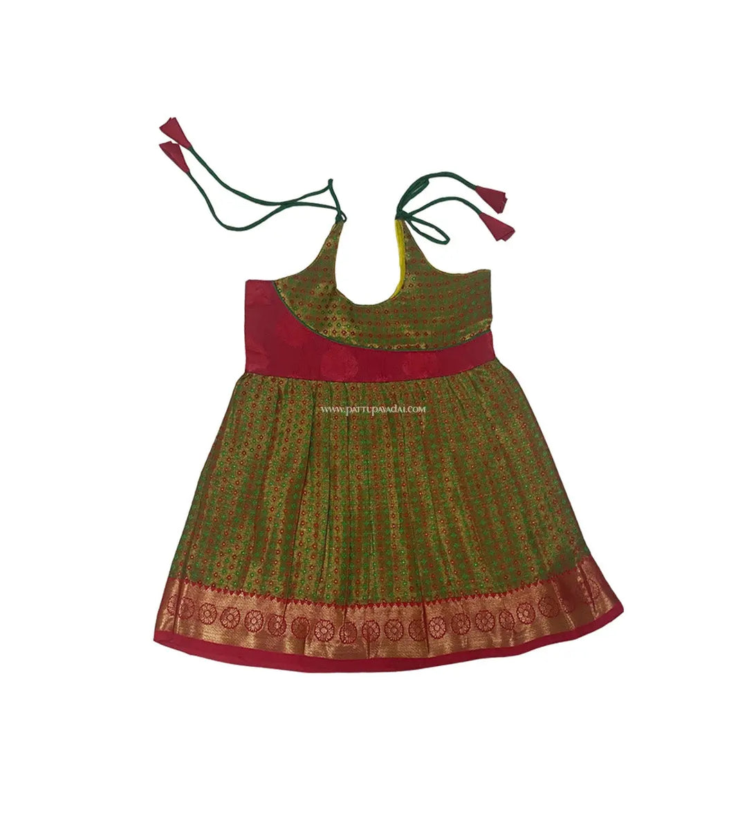 Semi Silk Frock Green - Pattupavadai.com