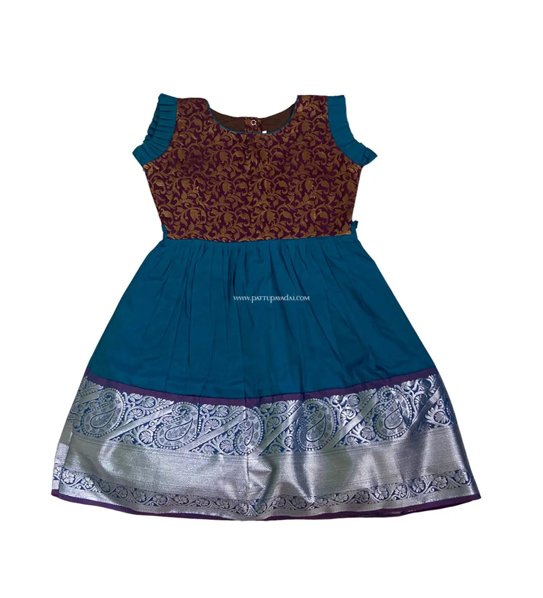 Silk Frock Blue and Magenta - Pattupavadai.com