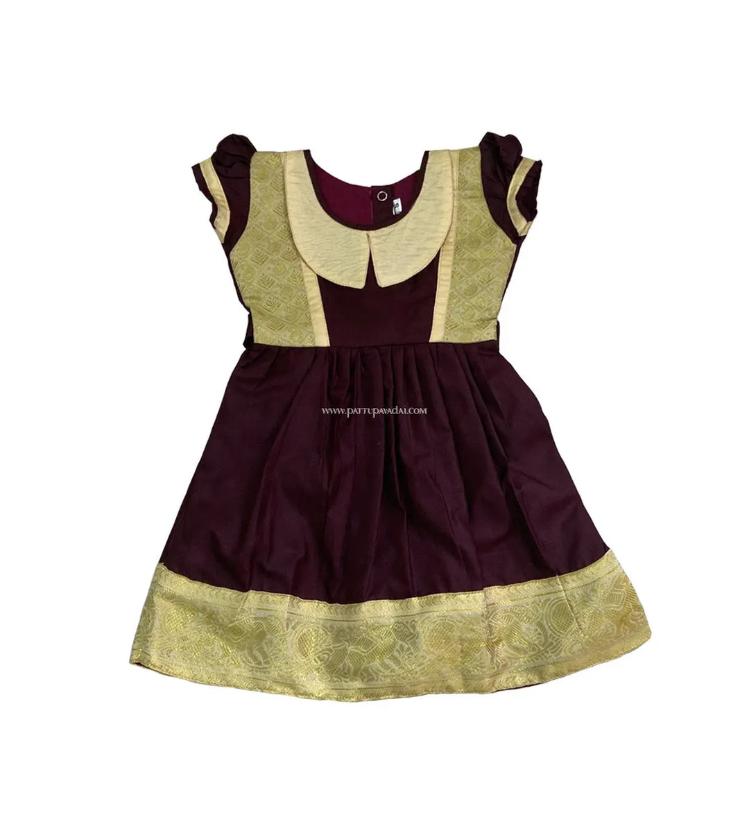 Silk Frock Brown and Sandal - Pattupavadai.com