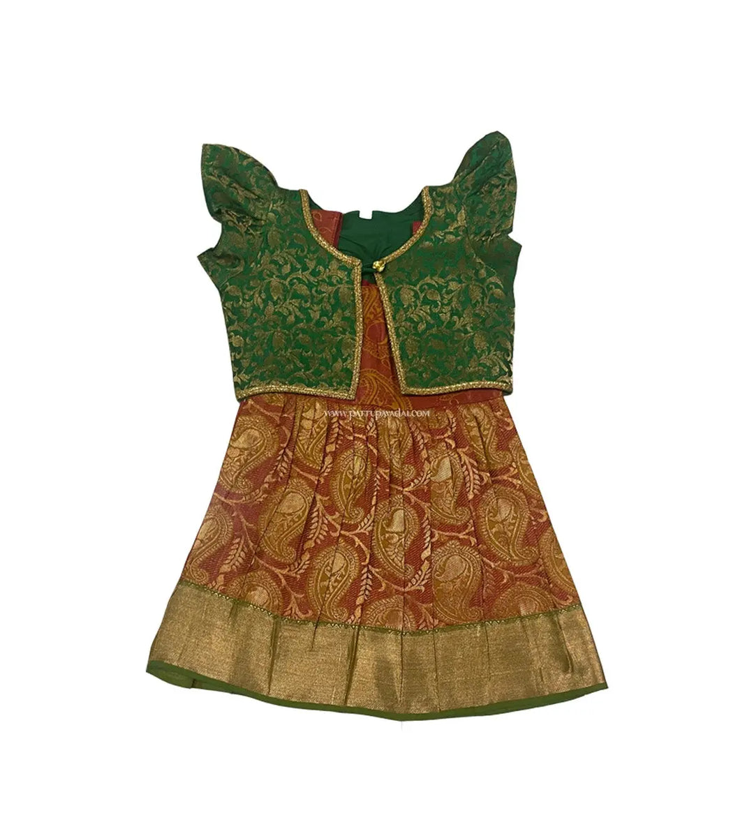 Silk Frock Red with Shrug - Pattupavadai.com