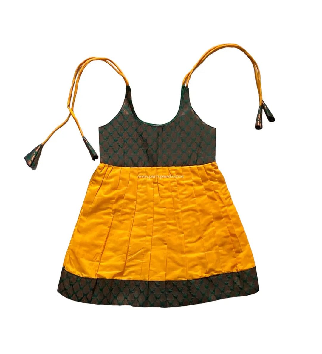 Silk Frock Yellow and Green - Pattupavadai.com