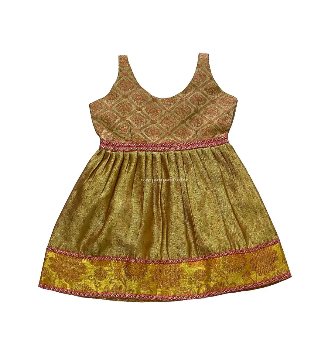 Silk Frock Yellow and Pink - Pattupavadai.com