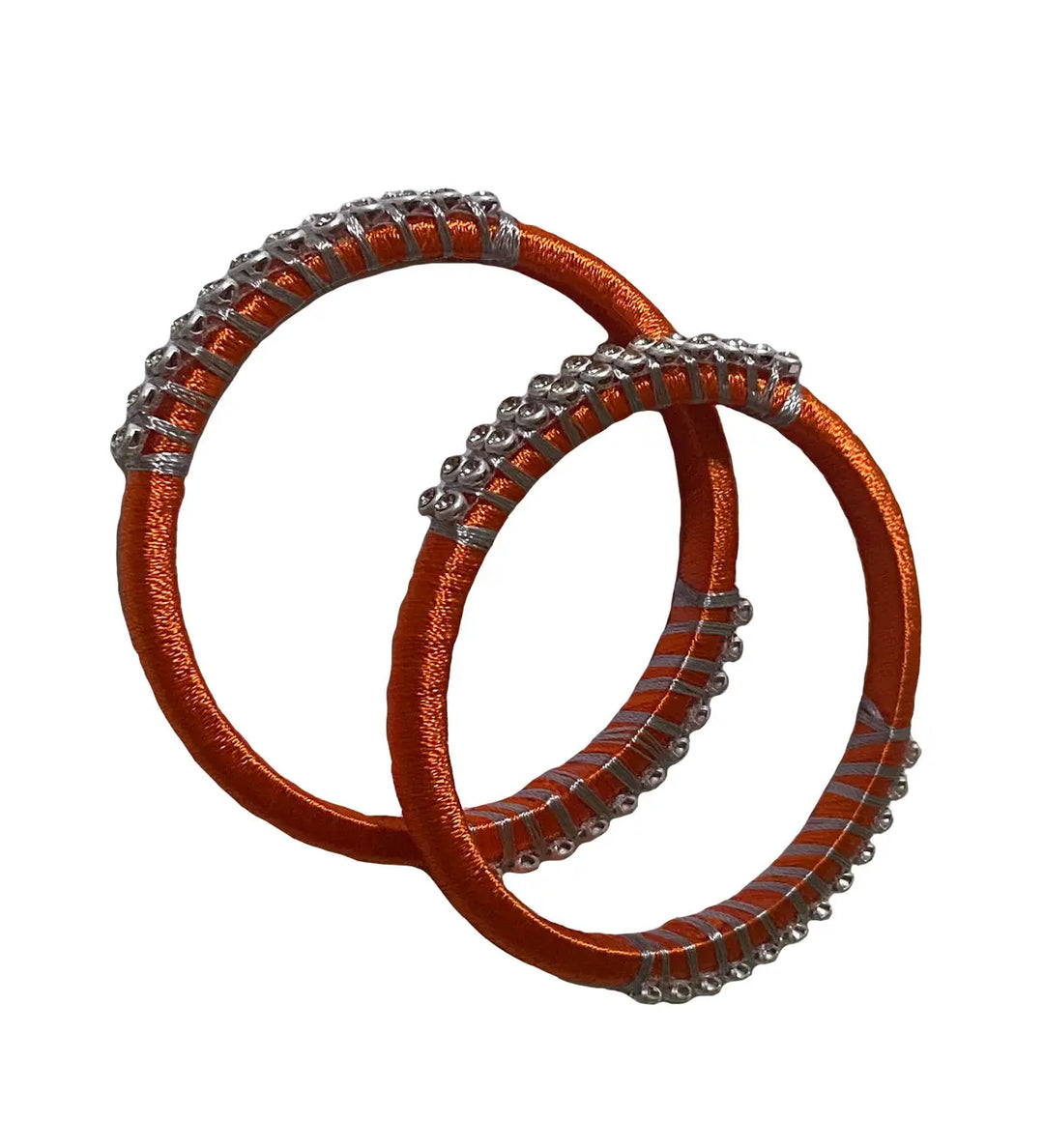 Silk Thread Bangle Orange and Silver - Pattupavadai.com