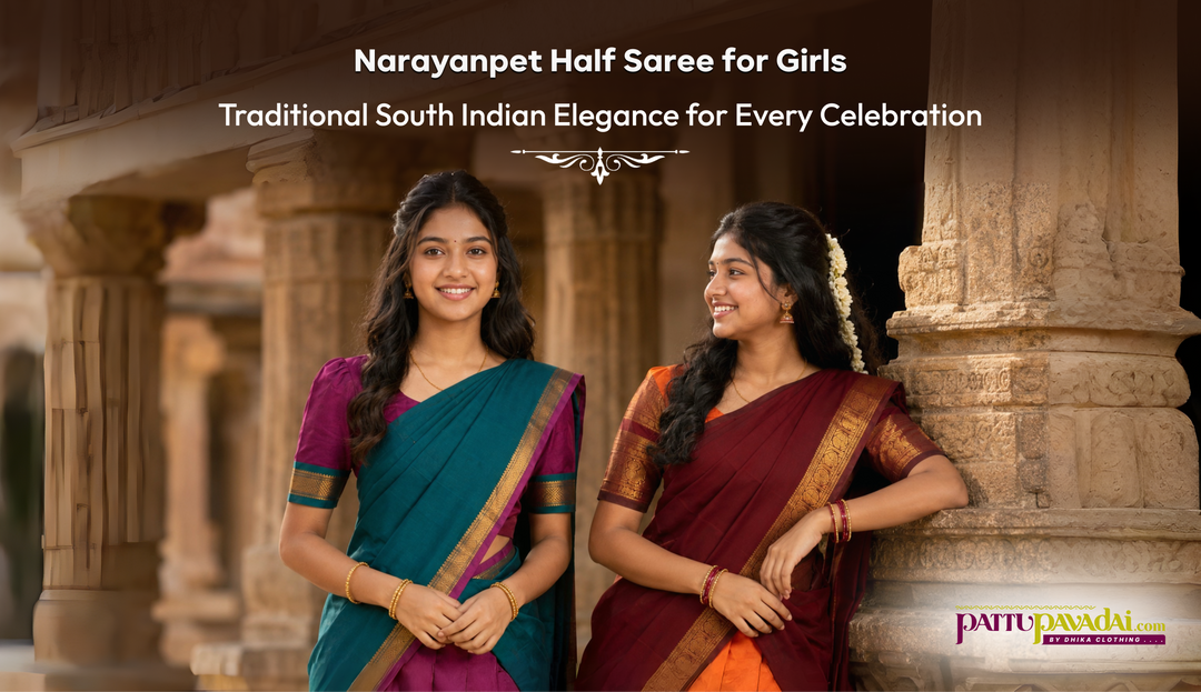 Narayanpet Half Saree for Girls – Traditional South Indian Elegance for Every Celebration