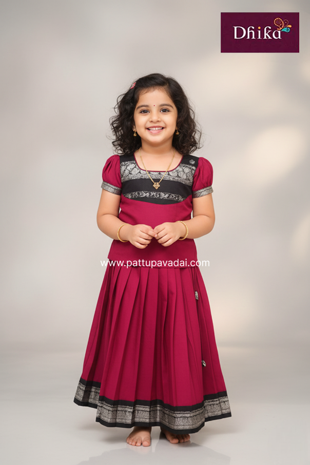 2Y-Magentaandblackcottonpavadaisattai