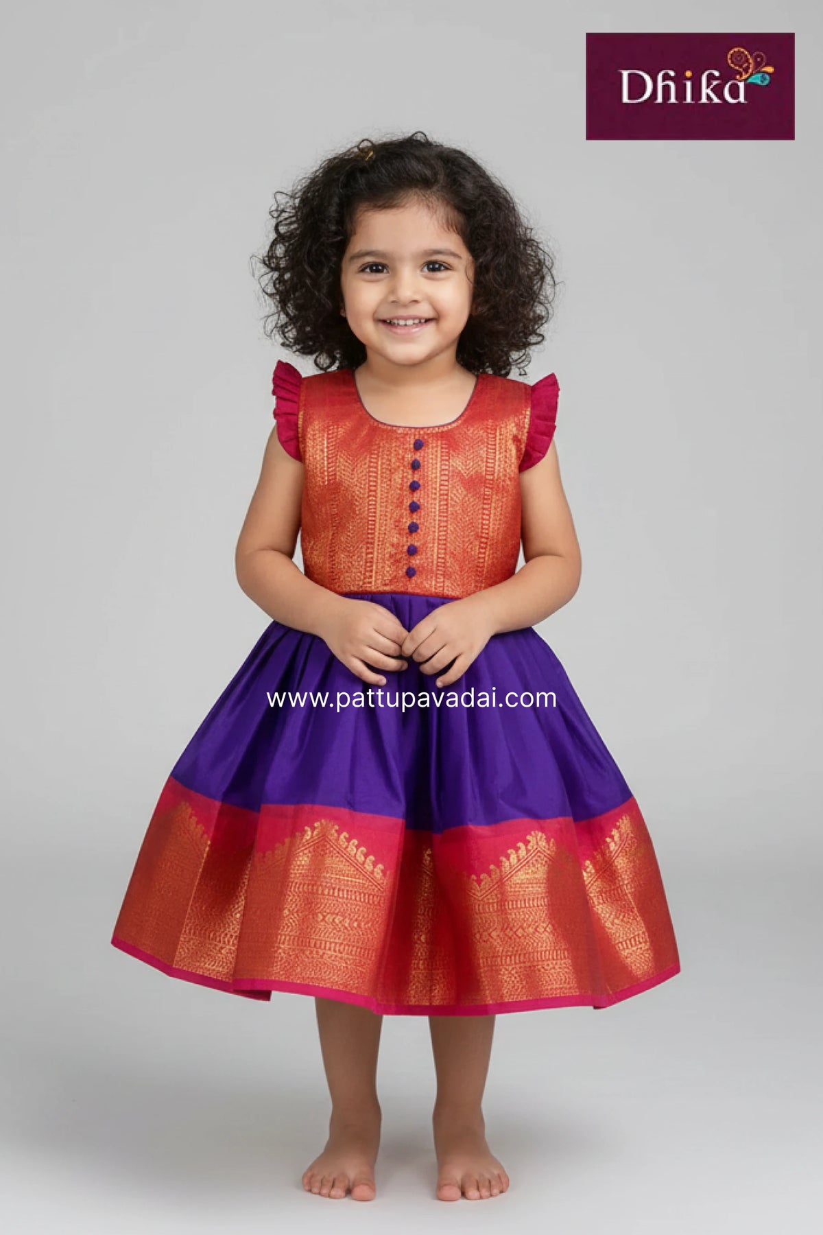 Violet Soft Silk Frock for Girls | Kids Party Wear Dress | 2Y