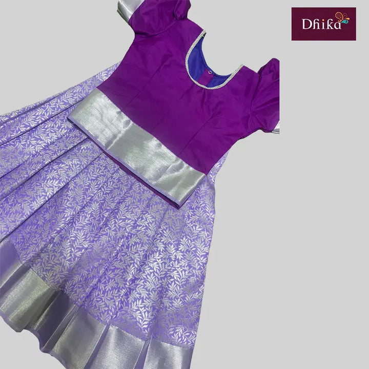 Soft Silk Silver Zari Pattu Pavadai Purple and Violet - Pattupavadai.com