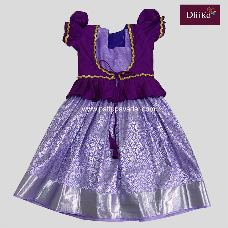Purple and Violet Silk Long Gown – Elegant Traditional Wear for Kids