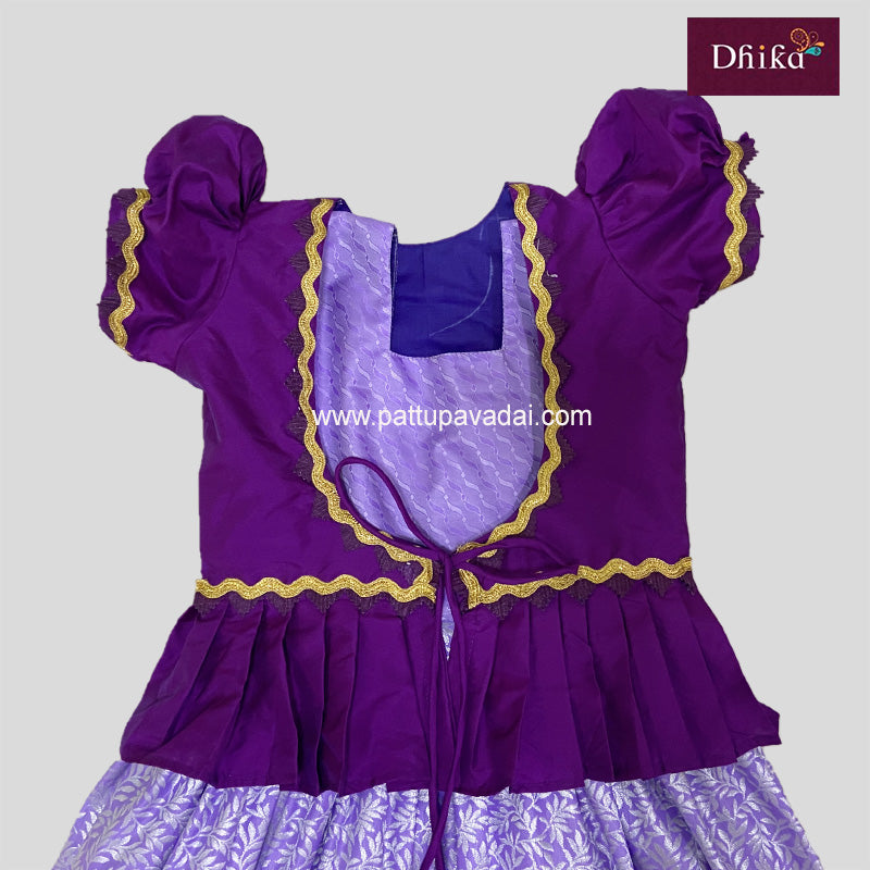 Purple and Violet Silk Long Gown – Elegant Traditional Wear for Kids