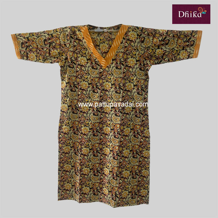 Pure Cotton Yellow and Black Kurti