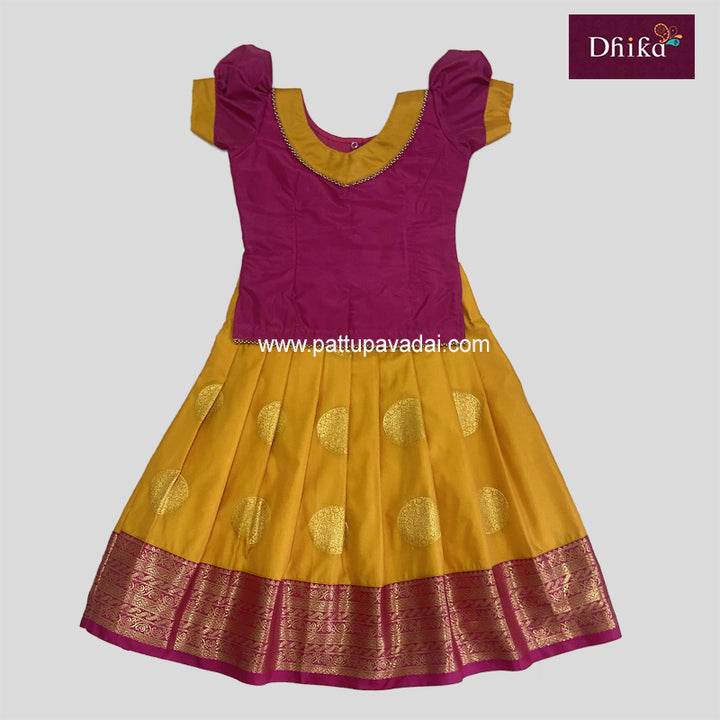 Soft Silk Pavadai Yellow and Pink