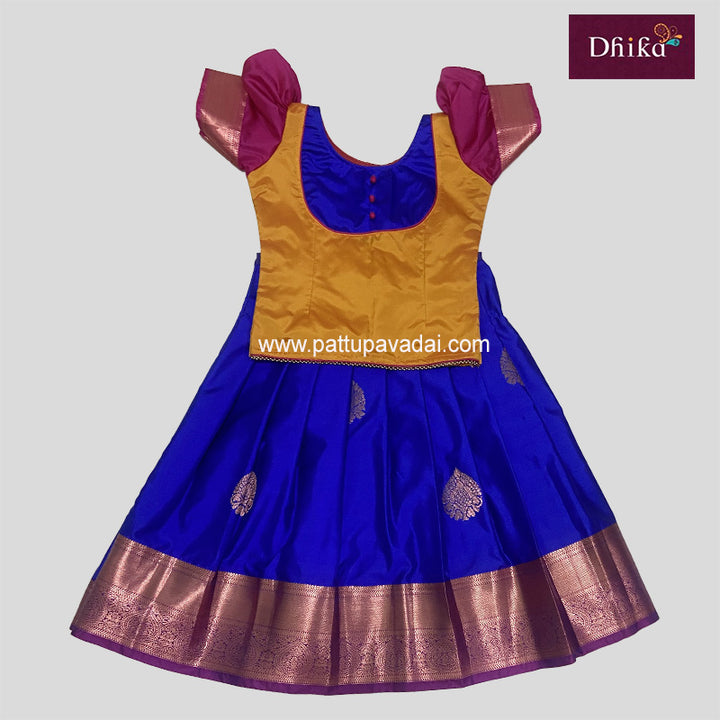 Royal blue and Orange Soft Silk Pavadai