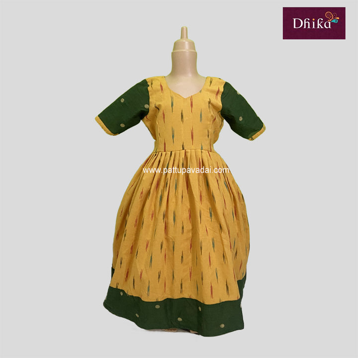 Yellow and Green Ikkat Long Gown