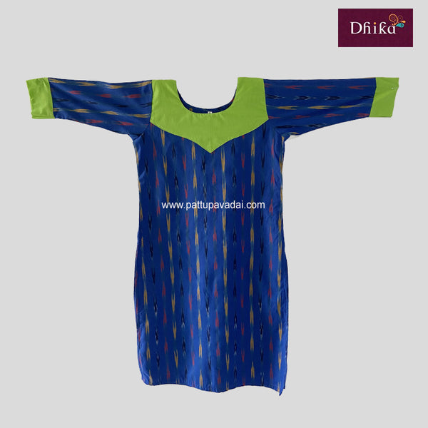 Royal Blue Ikkat Cotton Kurti – Soft & Breathable Traditional Wear for Women