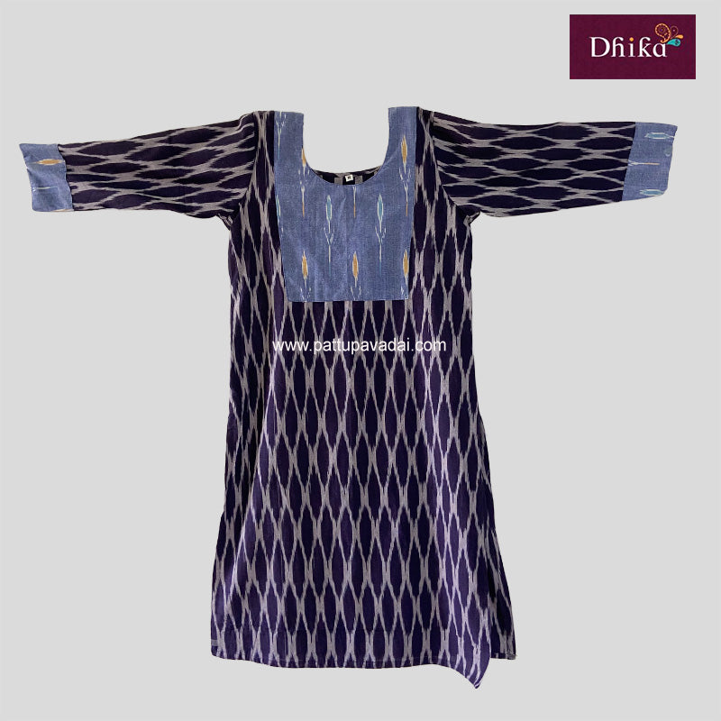 Violet Ikkat Cotton Kurti – Soft & Breathable Traditional Wear for Women