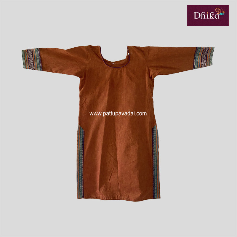Chettinad Cotton Brown Kurti – Soft & Breathable Traditional Wear for Women