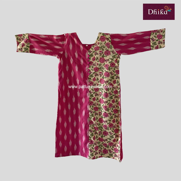 Pure Cotton Pink and Sandal Kurti