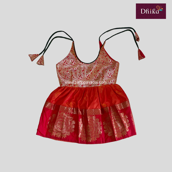 Orange & Green Silk Frock for Kids – Elegant Festive Wear