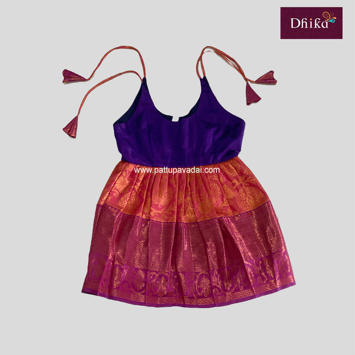 Pink and Violet Silk Frock – Premium Party Wear for Girls