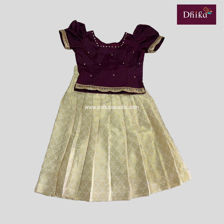 Cream and Brown Designer Skirt and Top