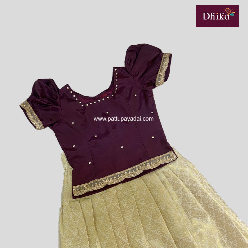 Cream and Brown Designer Skirt and Top