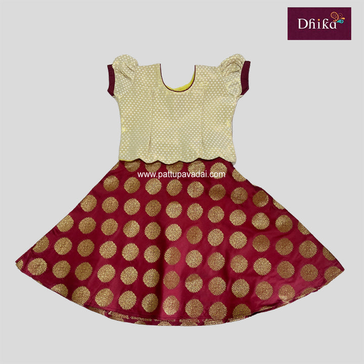 Maroon and Cream Brocade Skirt and Top